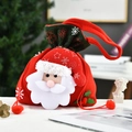 Red Christmas felt gift bag with 3D Santa applique and green drawstring closure - P2-7 Green Mouth Snowflake Handbag Santa (20*23cm)