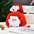 Christmas 3D Santa gift bag with white drawstring and red pom-poms for candy and gifts - P3-5 Red Brushed Handbag Santa Claus (20*23cm)