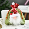 Christmas drawstring gift bag with green fabric and cute 3D Santa gnome design - P2-19 Faceless Doll Handbag Green (21*25cm)