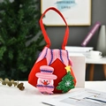 Christmas gift bag featuring a 3D snowman and green tree on a festive red felt base - P3-2 Small Striped Handbag Snowman