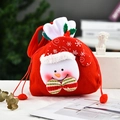 Christmas snowman drawstring gift bag in red felt with cute plush ball accents - P3-6 Red Brushed Handbag Snowman (20*23cm)