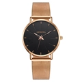 Fashionable rose gold Geneva men's quartz watch with black dial and metal mesh strap - Gold Hand Gold Case Gold Strap