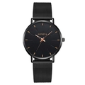 Fashion Geneva men's quartz watch with black metal mesh strap and gold hands on white background - Gold Hand Black Case Black Strap