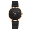 Geneva men's minimalist quartz watch with black mesh strap and rose gold case - Gold Hand Gold Case Black Strap