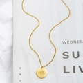 Collana in acciaio inossidabile dorato con medaglione a raggiera e occhio greco - Occhio del Male/Raggio di Sole / Oro