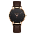 Minimalist Geneva quartz watch with brown leather strap and rose gold case on white backdrop - Gold Needle Brown Dial Brown Strap