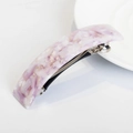 Elegant lavender marble acetate spring hair clip with silver metal base for women - Pink