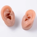 Modelli realistici di orecchie in silicone color carne per gioielli e piercing - Orecchio Sinistro / caffè