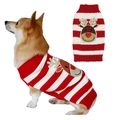 Christmas reindeer knit pet sweater with red and white stripes for small medium dogs - Red and White Striped Reindeer