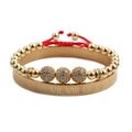 Set bracciale regolabile in acciaio inossidabile con numeri romani e perline dorate - Set di Bracciali Rigidi con Numeri Romani / Oro