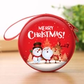 Round red Christmas coin purse with festive cartoon snowman and Santa Claus graphics - Round / 7.5*3.5cm / Christmas 2 - Snowman Santa