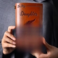 Carnet de voyage en cuir marron pour fille avec message inspirant gravé - A6 / Cuir PU - Dad