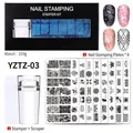 Nagelstempelset inclusief 8 stalen platen met een heldere stempel en schraper gereedschap - YZTZ-03 Set (8 Platen + Stamper + Schraper)