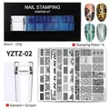 Profi-Nagelstempel-Set mit 8 Stahlplatten, Stempel und Schaber in einer schwarzen Box - YZTZ-02 Set (8 Platten + Stempel + Schaber)