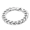 Pulsera de cadena cubana de plata en acero de titanio chapado en oro de 18k - Pulsera Color Acero (KB139250-Z)