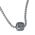Catena box in acciaio inossidabile argento con ciondolo a perla portafortuna motivo a spirale - Stile con Motivo a Spirale