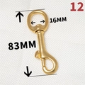 Golden brass snap hook for bags with 83mm length and 16mm inner diameter ring - No.12 16x83mm