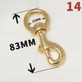 Brass spring snap hook hardware for bags and pet leashes, 83mm length with 22mm ring - No.14 22x83mm