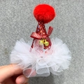 Sparkly red sequin Christmas mini hat hair clip with white tulle and golden bells - 3 Red Sequin Party Hat with Bells and White Tulle