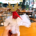 Christmas reindeer antler hair clip with red felt hat and white tulle mesh detail - 18 Christmas Hat with Tulle Edge and Antler