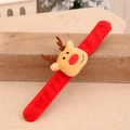 Bracciale a scatto natalizio in peluche a forma di renna per bambini in rosso e marrone - Renna