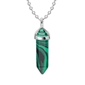 Hexagonal column malachite pendant necklace with silver chain and green stone texture - Malachite With Chain