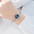 Elegant women's silver open cuff watch with a round black dial and roman numerals - Roman Numerals Silver Band Black Dial