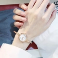 Women's rose gold bangle watch with a white Roman numeral dial and quartz movement - Roman Numerals Rose Gold Band White Dial