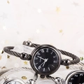Elegant black and gold cuff watch with Roman numeral dial and quartz movement - Roman Numerals Black Band Black Dial