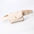 Women's woven belt bag set in light beige with gold-tone hardware and buckle - 2.4cm Width 105cm Length / Woven Beige