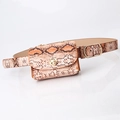 Chic snake print waist belt bag with gold twist lock and adjustable pin buckle - 2.4cm Width 105cm Length / Snake Khaki