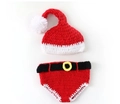 Handmade knitted Christmas baby outfit with red santa hat and shorts for photography - Black Belt 2-Piece Set