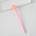 Pink cartoon gel pen featuring a magical wand topper with stars and white wings - Small Star Wings