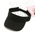 Classic black empty top sun visor hat in cotton twill for outdoor sports and sun protection - Adjustable / Black