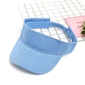 Sky blue open top sun visor hat in twill cotton with adjustable velcro strap for sports - Adjustable / Light Blue