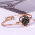 Elegant rose gold cuff watch with black starry dial and twisted bracelet for women - 8-Diamond Rose Gold Band Black Dial