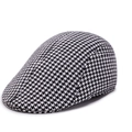 Classic black and white houndstooth flat cap for men with premium wool texture - 58cm One Size / White Houndstooth