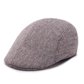 Classic brown herringbone newsboy flat cap for men with premium wool texture - 58cm One Size / Twill Khaki