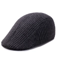 Men's wool blend flat cap featuring classic black and grey plaid pattern for winter warm - 58cm One Size / Black Small Grid