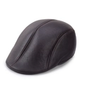 Dark brown leather flat cap with premium stitching for men, classic vintage newsboy style - 58cm One Size / Leather Brown
