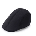 Classic black wool ivy cap for men and women, minimalist thick winter flat hat design - 58cm One Size / Black