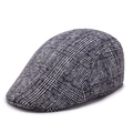 Classic grey and black checkered knit flat cap for elderly men in retro British style - 58cm One Size / Grey White Small Grid