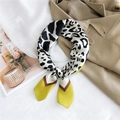 Fashionable leopard print silk scarf with yellow border for women stylish neck accessory - 25 Ink Leopard Yellow