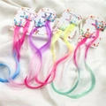 Kids colorful hair clip set with gradient wigs and sequined crowns on card - Crown Mixed Colors