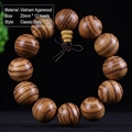 Vietnam agarwood bracelet featuring 20mm beads with deep natural tiger stripe wood grain - Plain Style / 20mm*12 Beads