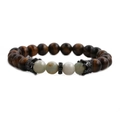 Tijgeroog en turkoois stenen kralen armband set met zwarte kroon bedeltjes - Bruin Tijgeroog Zwarte Kroon Stijl (3)