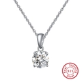 925 Sterling Silver necklace with a classic round cubic zirconia solitaire pendant - White Zircon