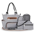5-piece diaper bag set with black and white stripes including changing mat and bottle bag - Black & White Stripes