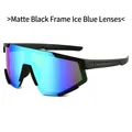Sport-Radbrille mit matt-schwarzem Rahmen und eisblau verspiegelten Polarisationsgläsern - Matt Schwarzer Rahmen / Eisblaue Verspiegelte Linse