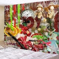 Christmas tapestry decoration featuring red JOY and MERRY Christmas festive patterns - Style 6-Red JOY Festive